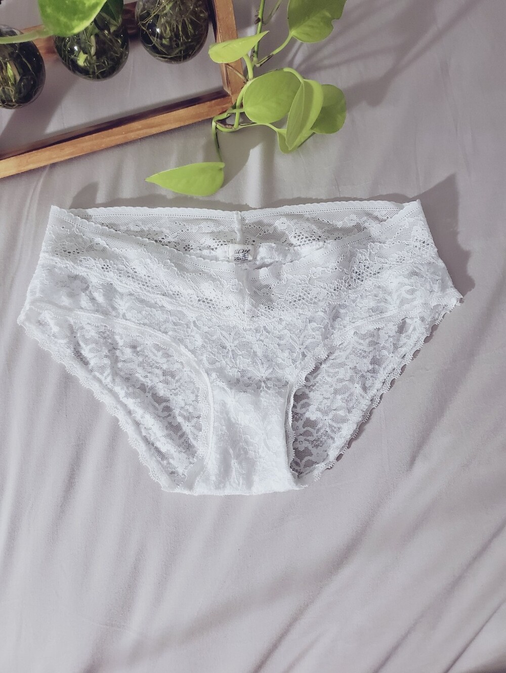AERIE White Lace Low Rise Bikini Briefs